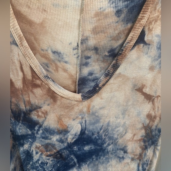 Tie Dye Brown and Blue Maxi Long Sleeved Thermal Dress - Picture 3 of 5
